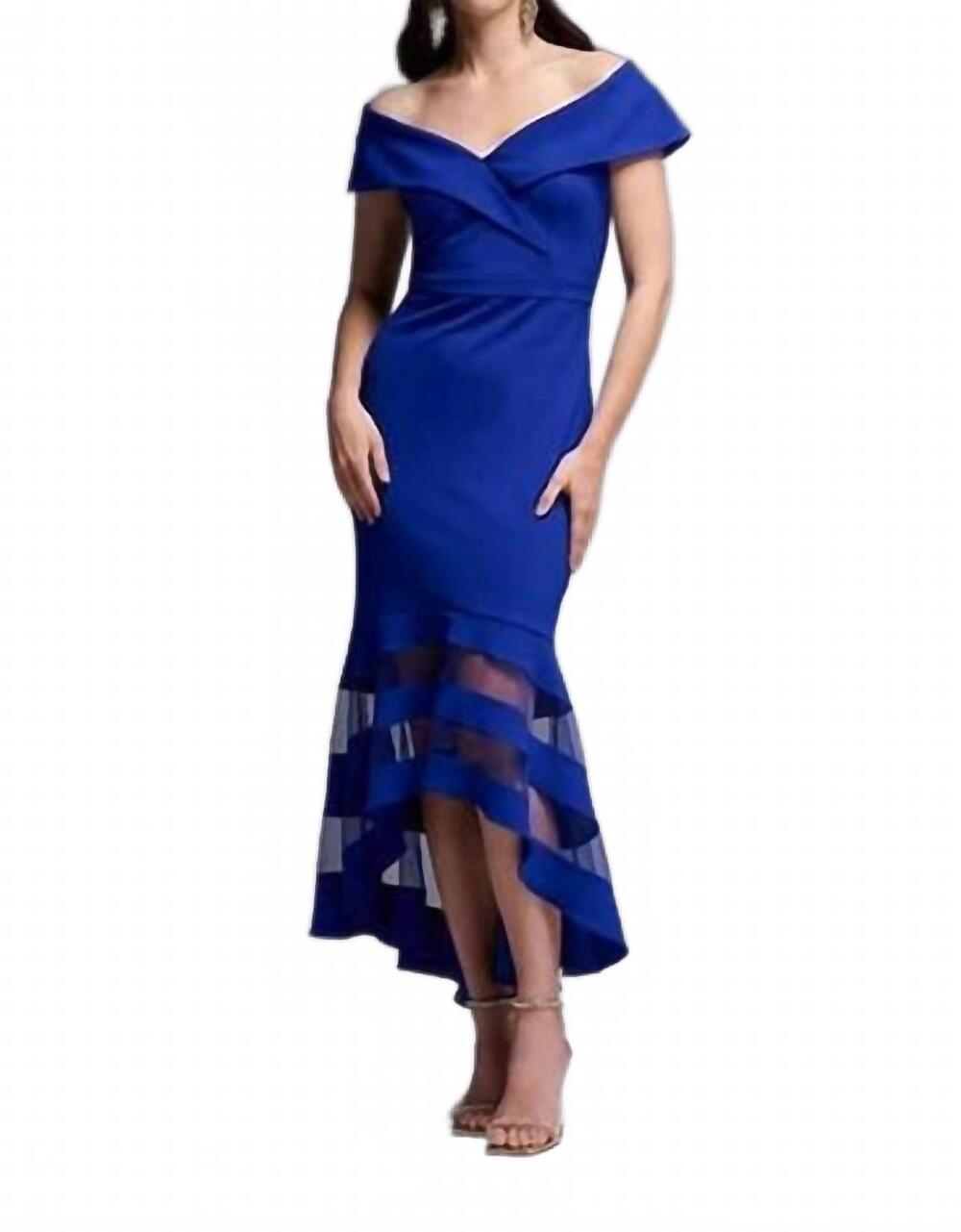 NEW JOSEPH RIBKOFF scuba crepe trumpet dress in royal sapphire